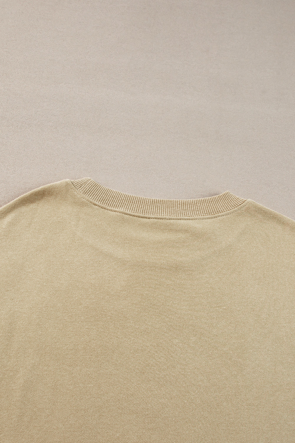 Parchment Solid Fleece Lined Crew Neck Casual Sweatshirt