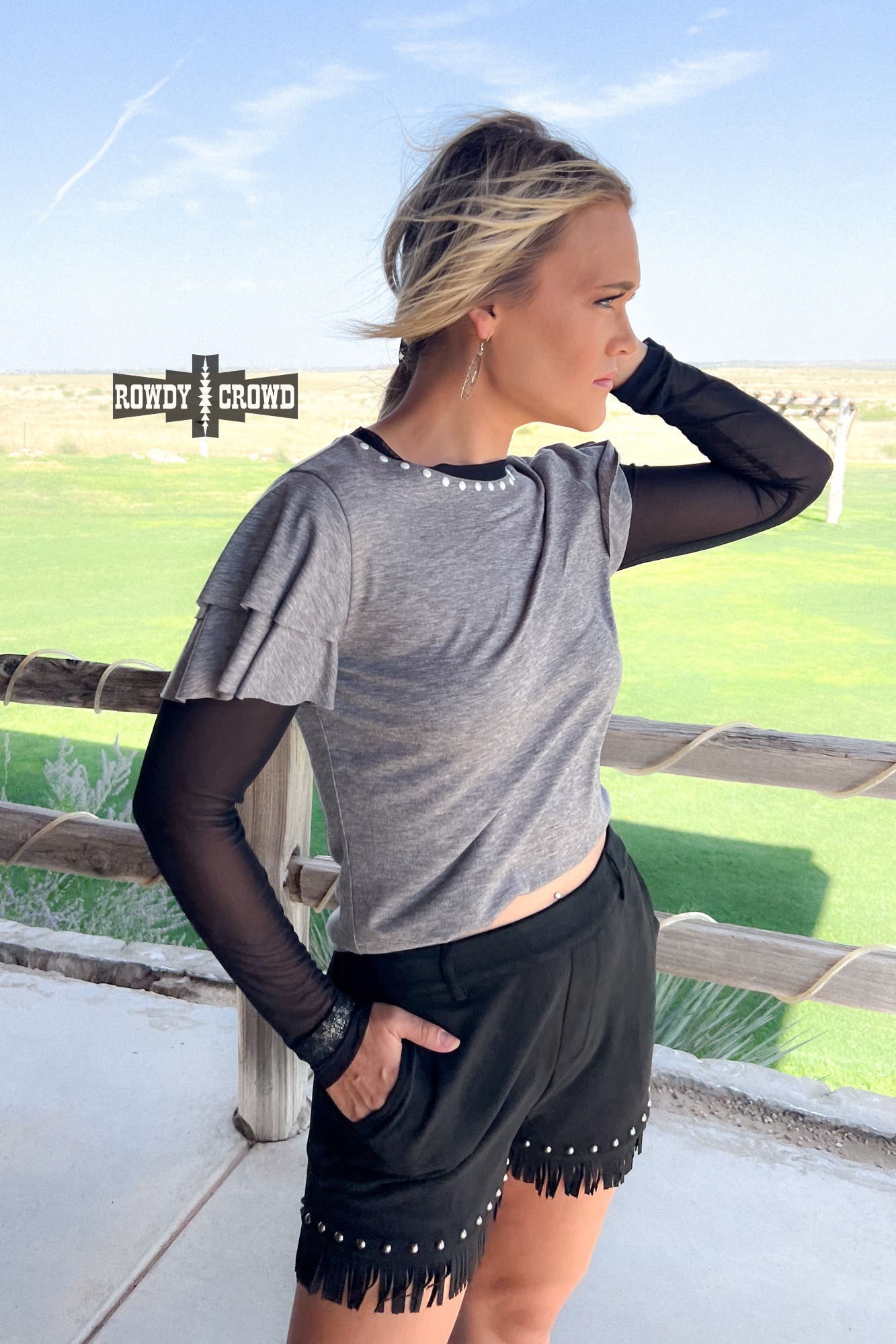 Mustang Mesh Sleeve Top