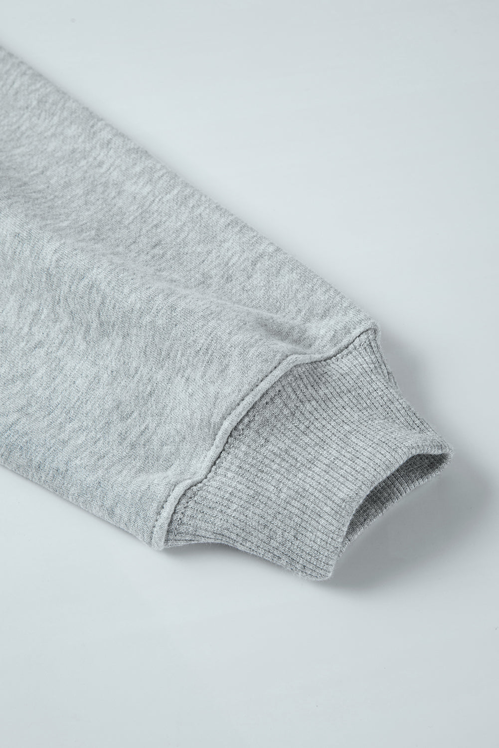 Light Grey Solid Fleece Lined Crew Neck Casual Sweatshirt