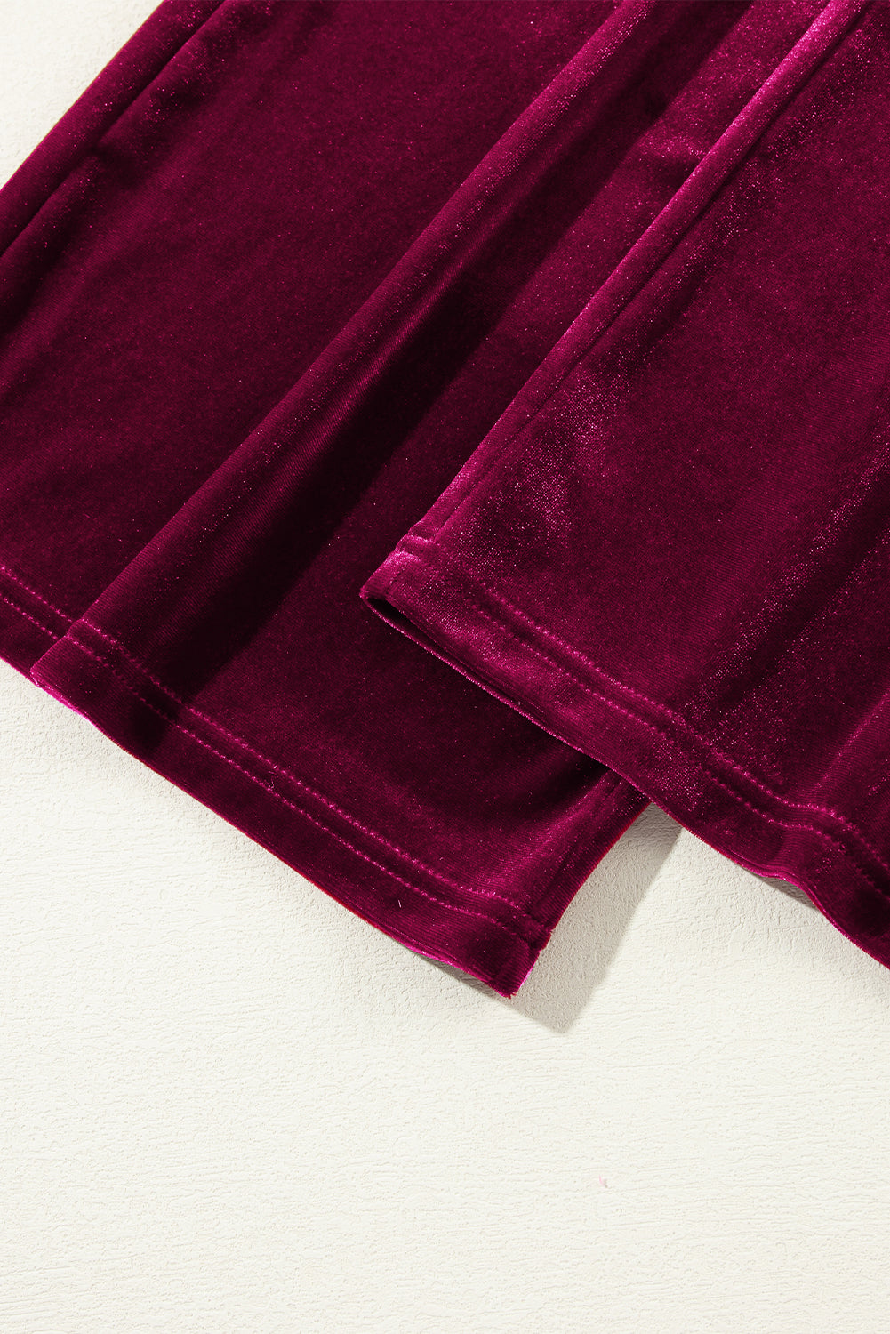 Burgundy Solid Drawstring Waist Wide Leg Pants